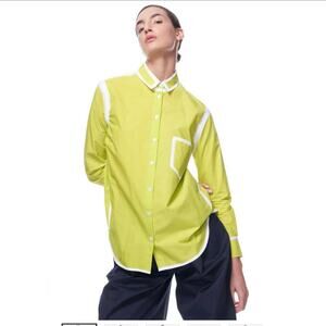 The Kit Zoe Shirt Lime Green Button Down Collared Top Neon Bright Blouse Small